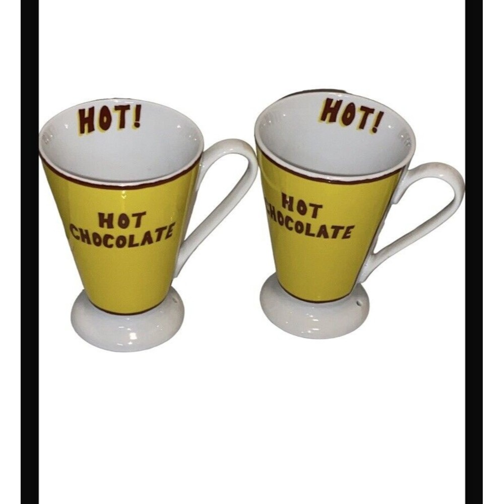 Two Konitz 4" Tall Hot Chocolate Porcelain Mugs Vintage Holiday Christmas Winter